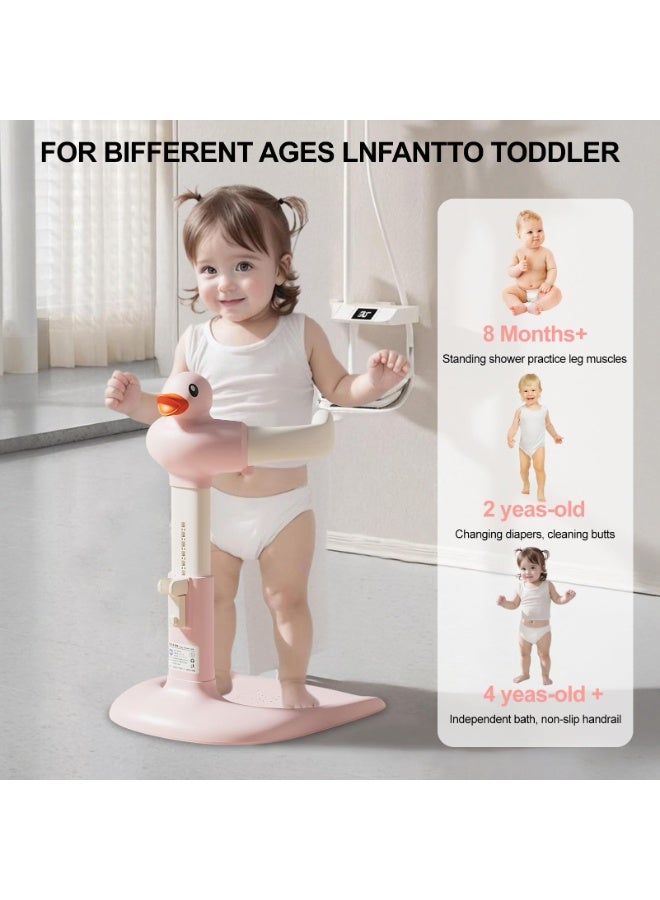 والالا حوض استحمام للأطفال مع حامل دش، حامل استحمام للأطفال قابل للتعديل ومضاد للانزلاق، حامل استحمام محمول مضاد للانقلاب للأطفال من عمر 8 إلى 36 شهرًا - Image 3