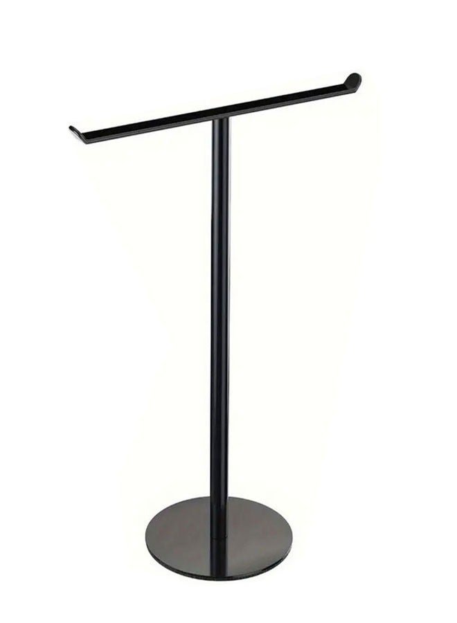 HAWAWA Hand Towel Holder Stand, T-Shape Stainless Steel Free-Standing Rack for Bathroom & Kitchen Countertops,  Non-Slip Bottom, Matte Black, 1 Pack - Image 1