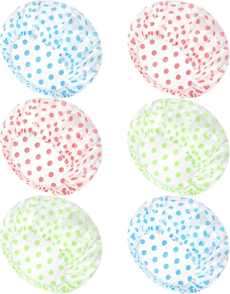 Pack of Shower Cap Reusable Shower Caps For Women Men Waterproof with Elastic Band Soft Lining Waterproof Bath Cap Shower Caps Pack of 6