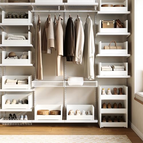 FOUCSSOMEI 4-Tier Stackable Closet Organizers and Storage, Closet Shelves – Heavy-Duty Stackable Closet Darwers Wood & Metal, Easy Assembly, Space-Saving,White, Patent Design - Image 5