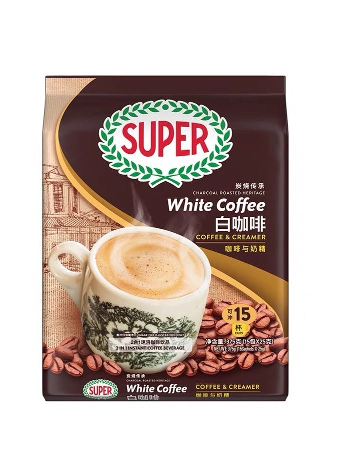 Super Super Charcoal Roasted White Coffee, 3 in 1, Classic original instant coffee, 600g (40g*15) 