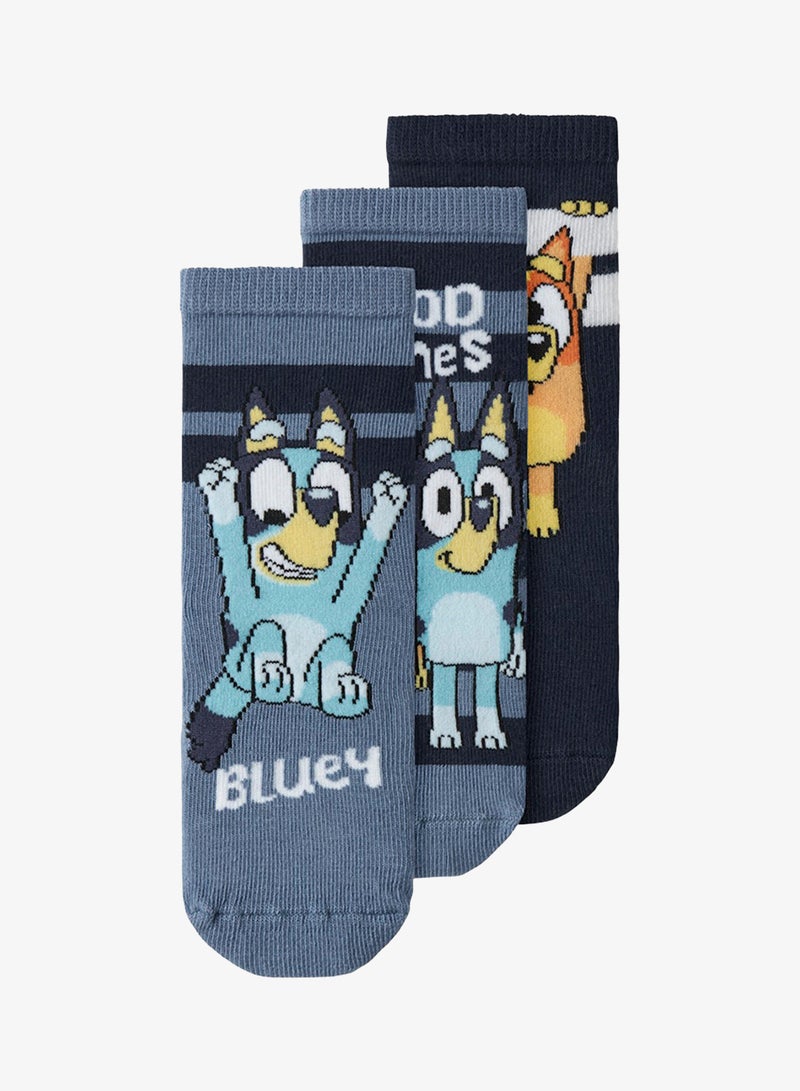 NAME IT Kids 3 Pack Bluey Ankle Socks - Image 1