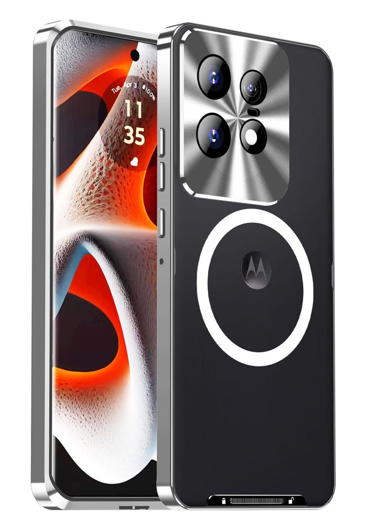 Shockproof Case Compatible with Motorola Edge 50 Pro 5G, Metal Frame Bumper Case + Matte PC Cover 【Scratch Resistant】 with Lens Protection Support Magnetic Wireless Charger - Image 1