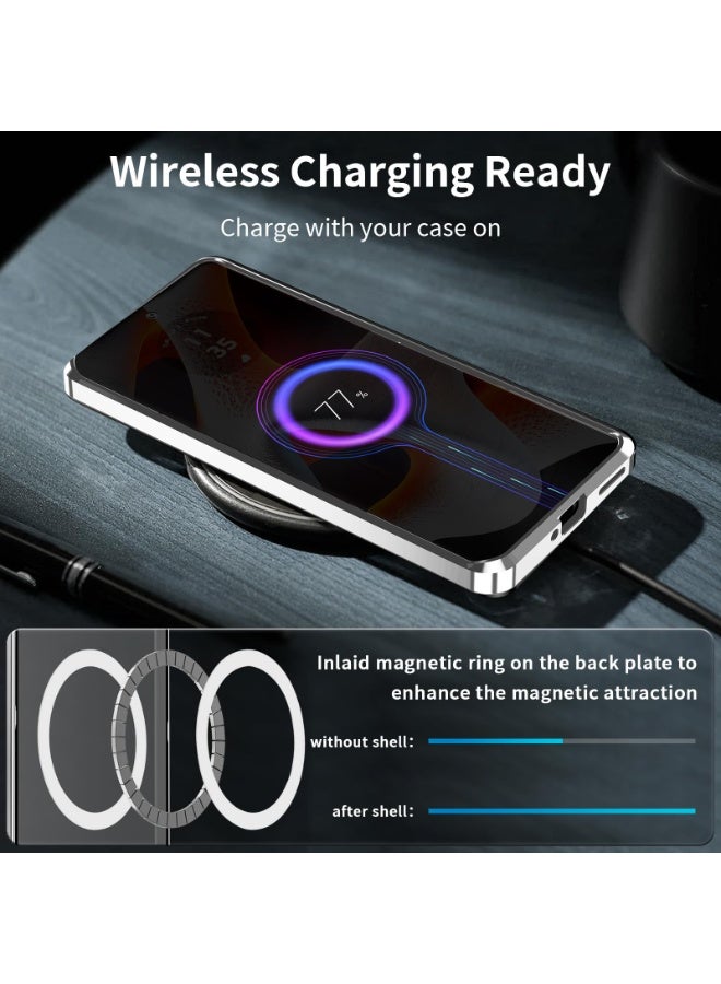 Shockproof Case Compatible with Motorola Edge 50 Pro 5G, Metal Frame Bumper Case + Matte PC Cover 【Scratch Resistant】 with Lens Protection Support Magnetic Wireless Charger - Image 5