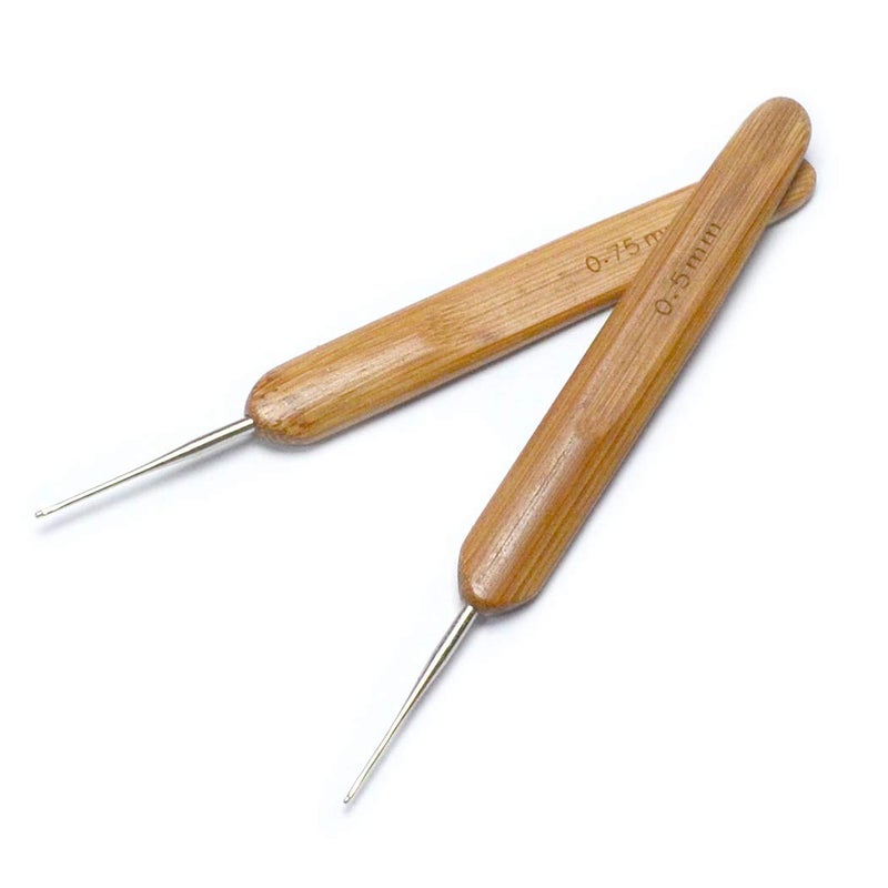 Luwigs Dreadlocks Crochet Hooks for Hair 2pcsSet 05mm075mm Bamboo Handle Locs Crochet Needle Steel Crochet Hook Lock for Braid Craft