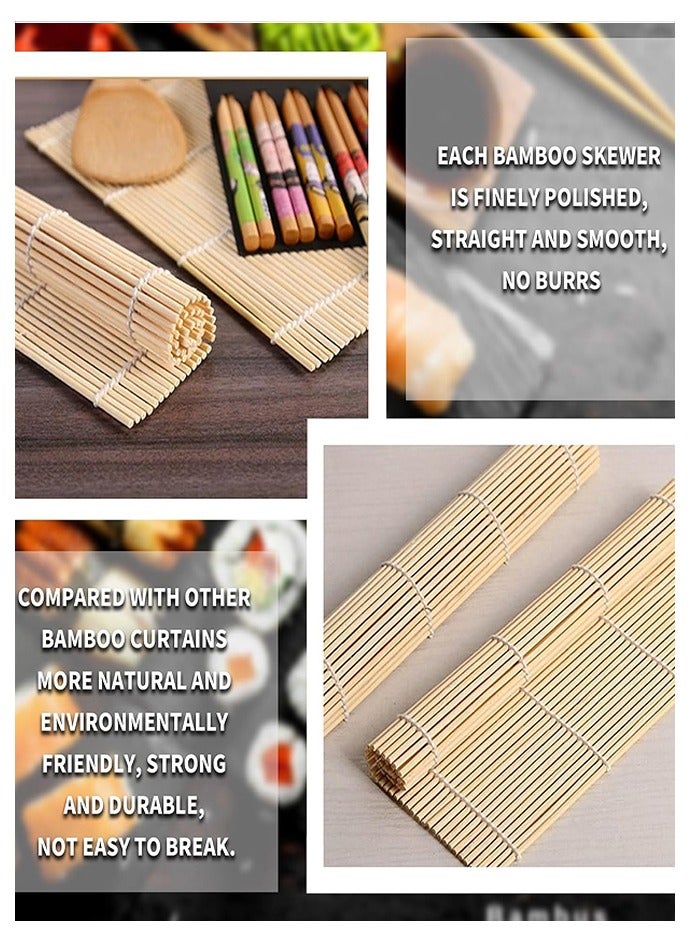 Sushi Making Kit, 2 Pcs Bamboo Sushi Rolling Mats & 5 Pairs Chopsticks & 1 Rice Shaker & 2 Pcs Sauce Plates, Sushi Making Tools Set, Sushi Mat Bamboo for Beginners DIY Sushi at Home - Image 3