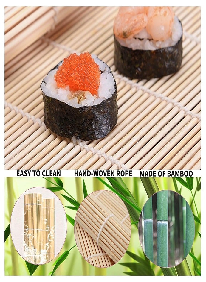 Sushi Making Kit, 2 Pcs Bamboo Sushi Rolling Mats & 5 Pairs Chopsticks & 1 Rice Shaker & 2 Pcs Sauce Plates, Sushi Making Tools Set, Sushi Mat Bamboo for Beginners DIY Sushi at Home - Image 5