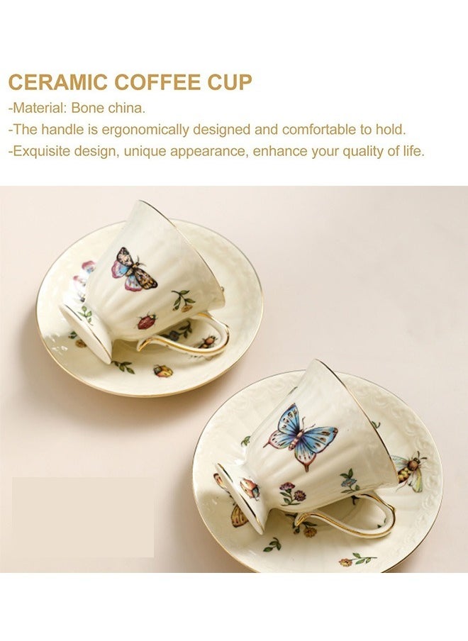 Generic Retro Ceramic Espresso Cups Coffee Mug Sets Vintage Flower Pattern Porcelain Cup and Saucer Sets for Coffee Tea(3 Cup 3 Saucer)  - Image 4