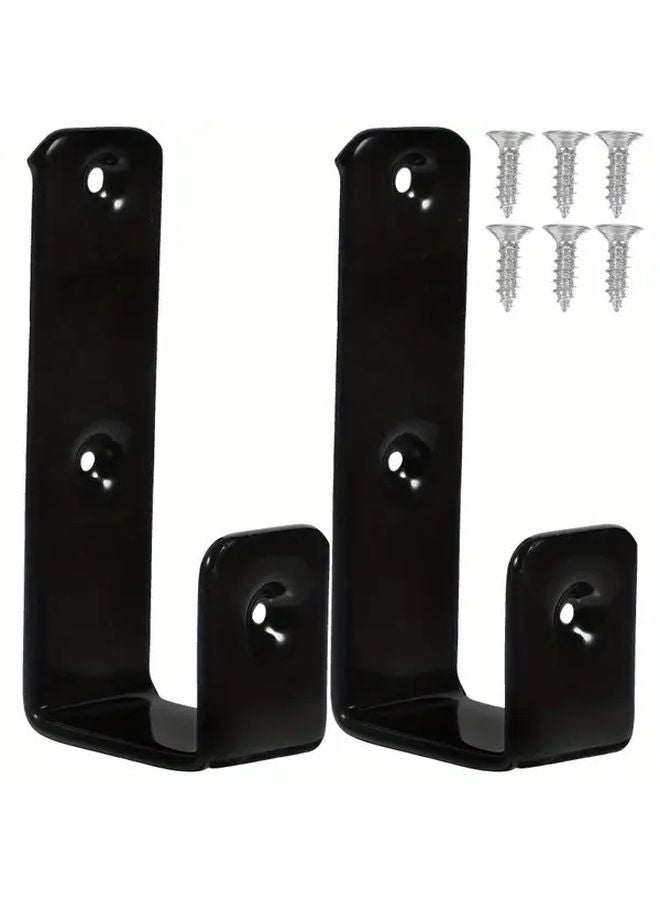 Heavy Duty Black Bunk Bed Ladder Hooks 2pcs Durable Safety Hooks Easy Install With Screws - Image 1