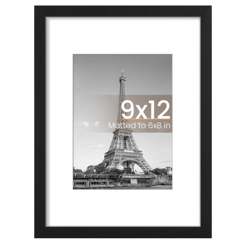 أبس سيمبلز upsimples 9x12 صورة إطار عرض الصور 6x8 مع حصيرة أو 9x12 بدون إطارات صور معلقة على الحائط أسود 1 حزمة - Image 1