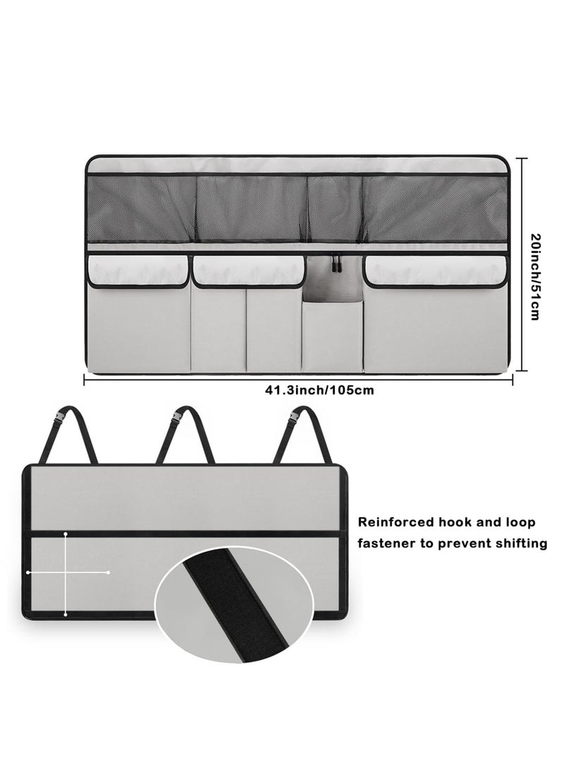 SYOSI Car Boot Tidy for Storage - Large 9-Pocket Car Boot Organizer with Waterproof Oxford Cloth, Easy Installation & Foldable Design for SUV, Van & Larger Vehicles, Ideal for Travel & Daily Use (Grey) - Image 4