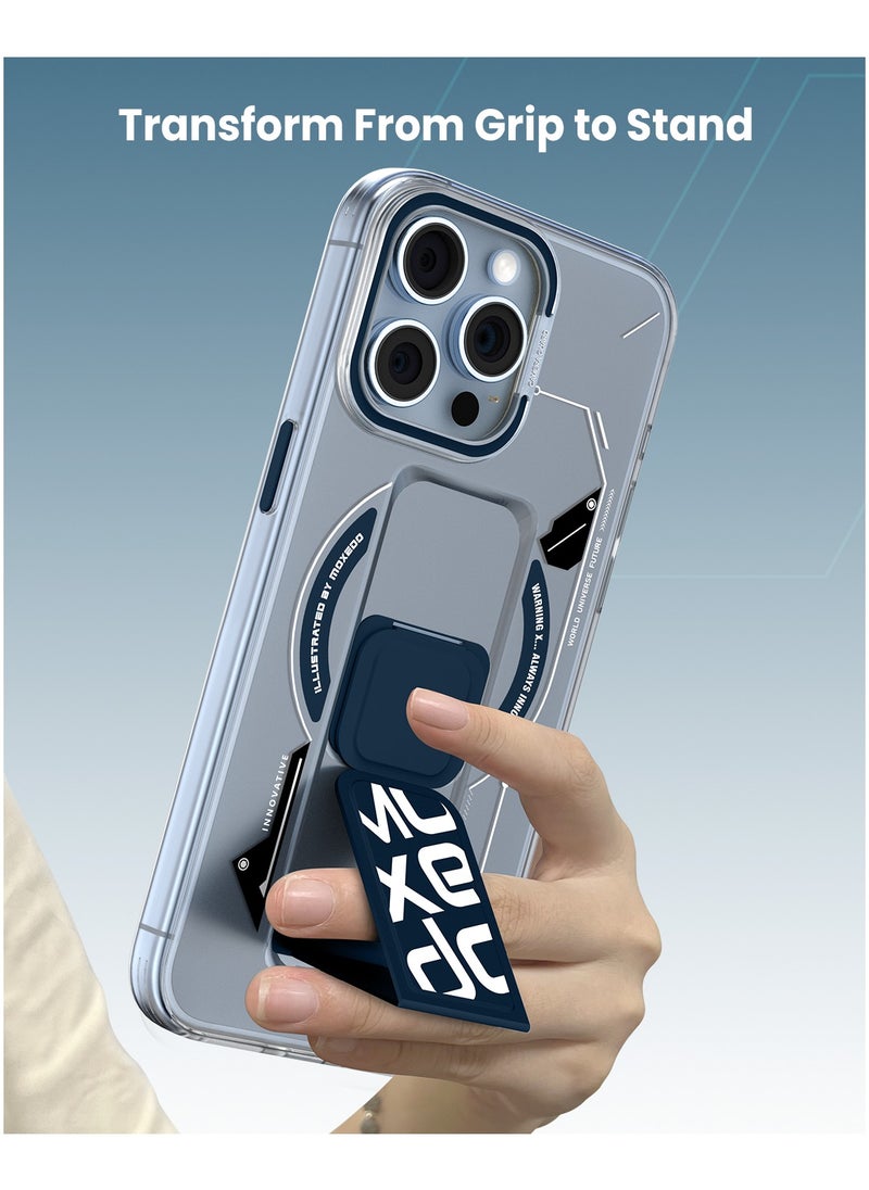 Moxedo Moxedo Magnetic Protective Case Scratch Resistant Drop Protection with Built-in Extendable Grip Stand Compatible for iPhone 13 Pro Max 6.7 inch - Blue  - Image 3