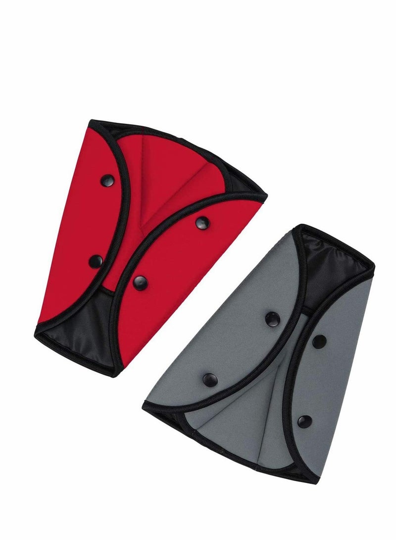 Excefore 2Pcs Grey Child Car Safety Cover Harness Strap Cars Adjuster Pad Baby Kid Seat Belt Seatbelt Clip Seat Belt Adjustable Knob Belt - Image 1