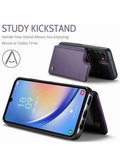 CaseMe Wallet Case for Samsung Galaxy A54, Premium Handmade Durable PU Leather Slim Shockproof Case with [Double Magnetic Clasp] [Card Holder] [Kickstand] [RFID Blocking] (Purple)  - Image 5