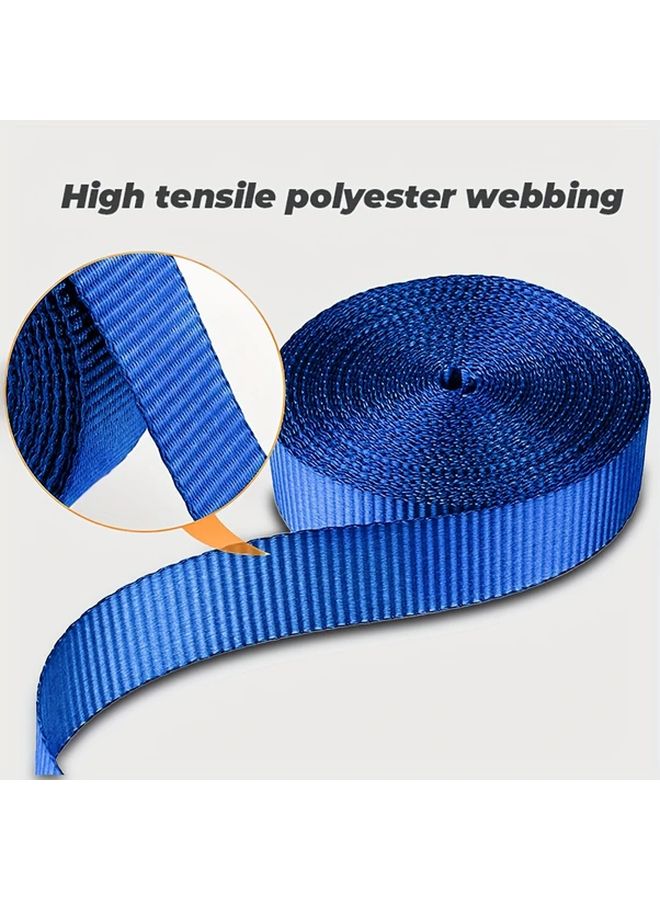 4pcs Blue Heavy Duty Metal Fabric Cambuckle Tie Down Straps Coated S Hooks - Image 5