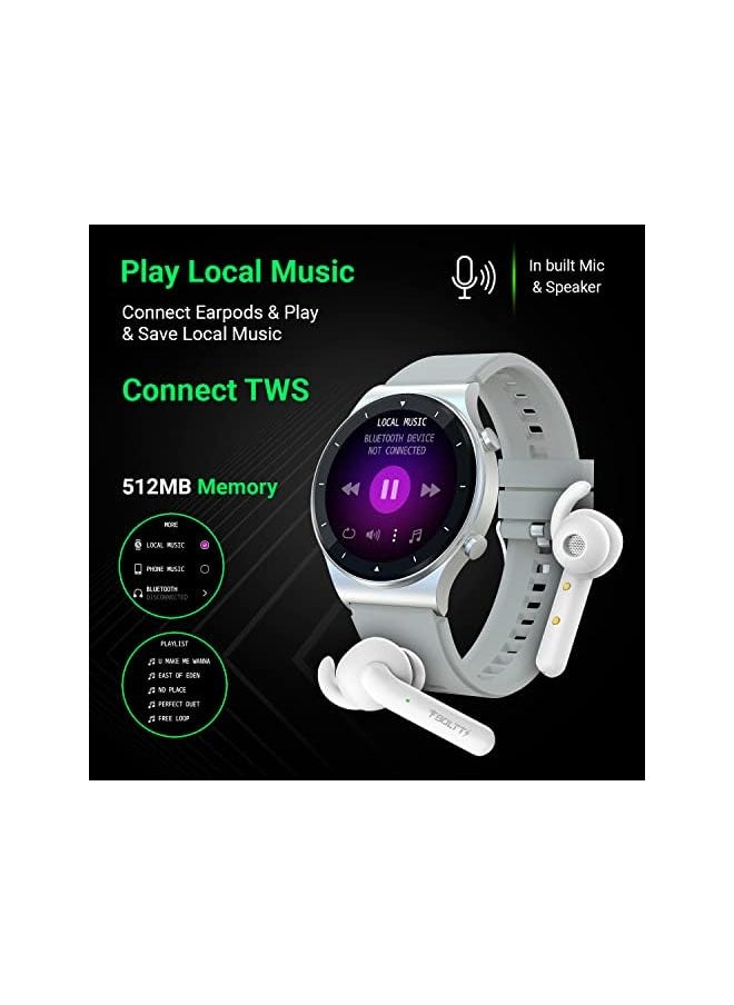 Fire-Boltt - Fire-Boltt 360 Pro Bluetooth Calling 360*360 Pro Display Smart Watch With Rolling Ui & Dual Button Technology, Spo2, Heart Rate & Temperature Monitoring With Local Music And Tws Pairing - Silver - Image 1