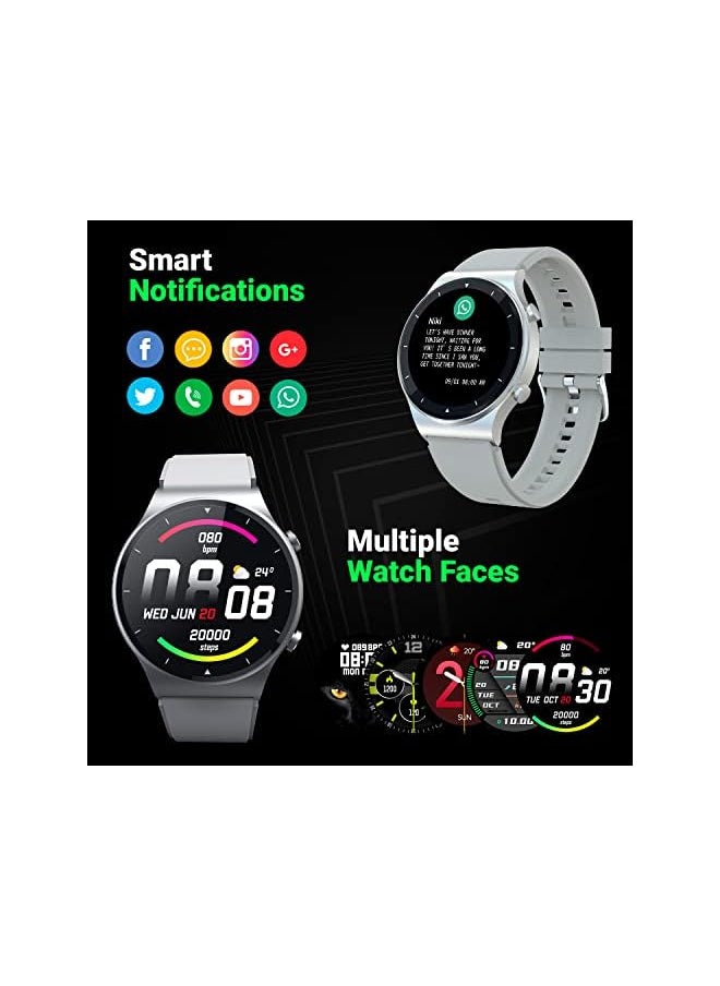 Fire-Boltt - Fire-Boltt 360 Pro Bluetooth Calling 360*360 Pro Display Smart Watch With Rolling Ui & Dual Button Technology, Spo2, Heart Rate & Temperature Monitoring With Local Music And Tws Pairing - Silver - Image 1