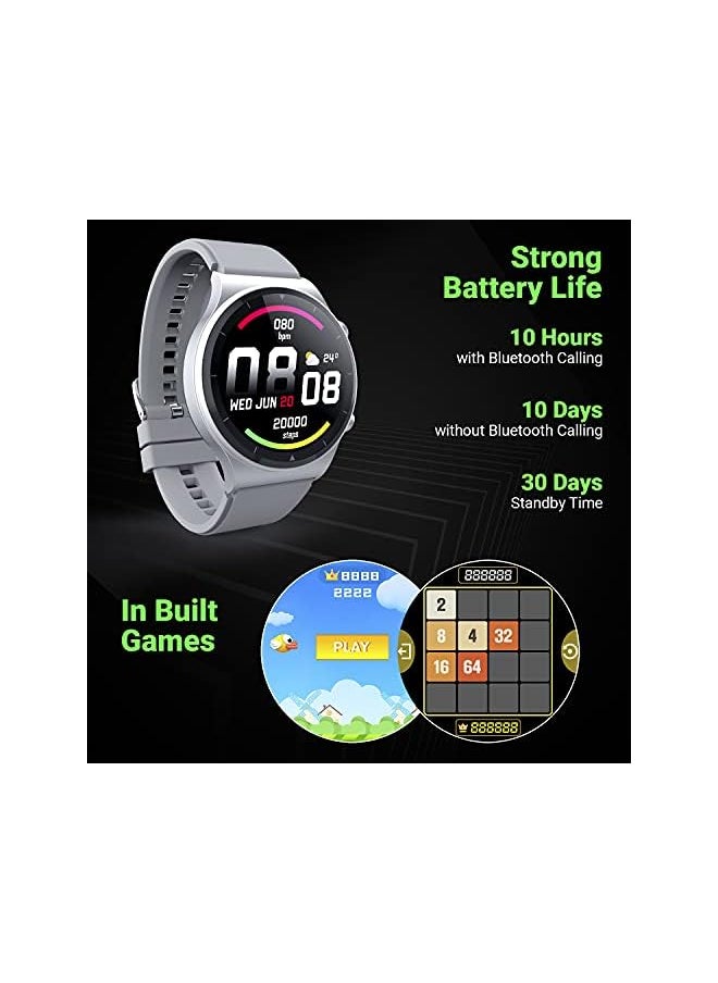Fire-Boltt - Fire-Boltt 360 Pro Bluetooth Calling 360*360 Pro Display Smart Watch With Rolling Ui & Dual Button Technology, Spo2, Heart Rate & Temperature Monitoring With Local Music And Tws Pairing - Silver - Image 1