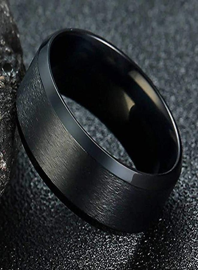VIEN Rings for Men Trendy 316L Stainless Steel Black Band Ring for Men and Boys (21) - Image 4