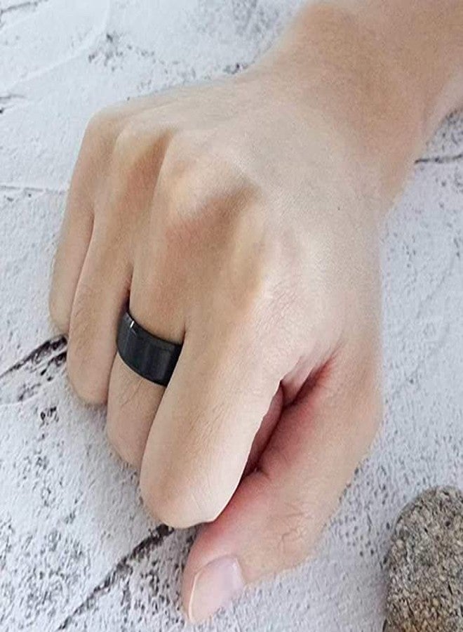 VIEN Rings for Men Trendy 316L Stainless Steel Black Band Ring for Men and Boys (21) - Image 3