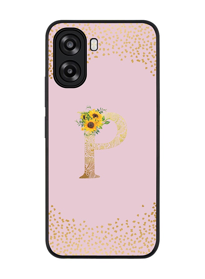 Stylizedd For Oppo A6t 5G / A6t 4G Case,Slim fit Camera Protection, Shockproof Thin Phone cover  - Custom Floral Monogram - P  (Pink ) - Image 1