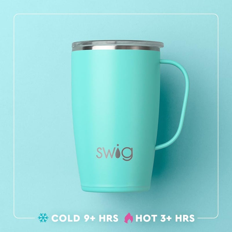 Swig Life Swig Life 18oz Travel Mug  Insulated Tumbler with Handle and Lid  Travel Coffee Mug  Cup Holder Friendly Travel Mug  Stainless Steel 18 oz Tumbler  Reusable Insulated Tumbler with Lid (Cloud Nine)  - Image 3