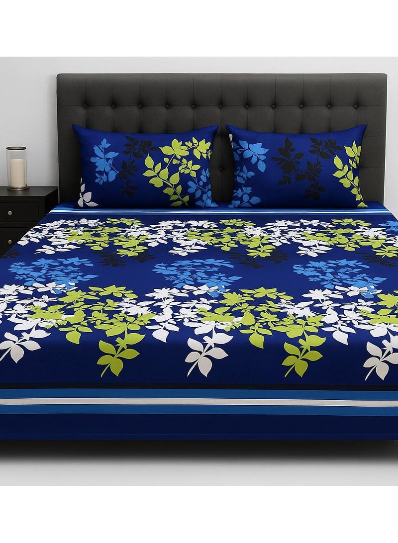 طقم ملاءات سرير مزدوج مقاس كينغ - ملاءات سرير قطنية مطبوعة مع غطاء وسادة