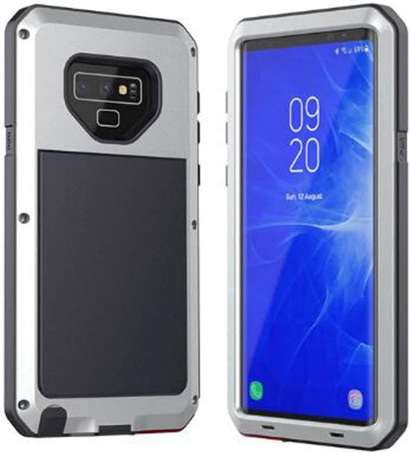 Waterproof Phone caseWaterproof Armor Metal Aluminum Phone Case Shockproof Dustproof Cover Fit for Samsung Galaxy Note9(Color:White) (Silver) - Image 1