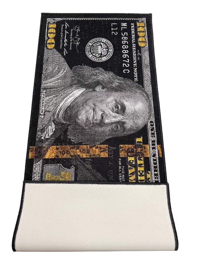 HUAHOO Black Money Rugs 100 Dollar Bill Cool Area Rug Door Mat Runner for Living Room Bedroom Indoor Outdoor Rug (31.5" x 78.7") - Image 2