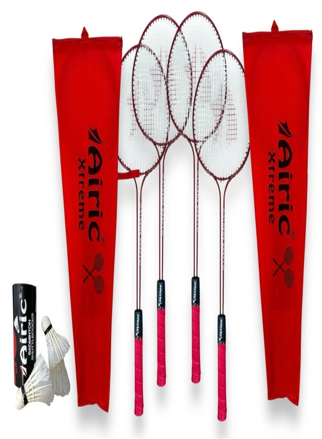 Airic Xtreme Double Shaft Raquets with Feather Shuttles Badminton Kit - Image 1
