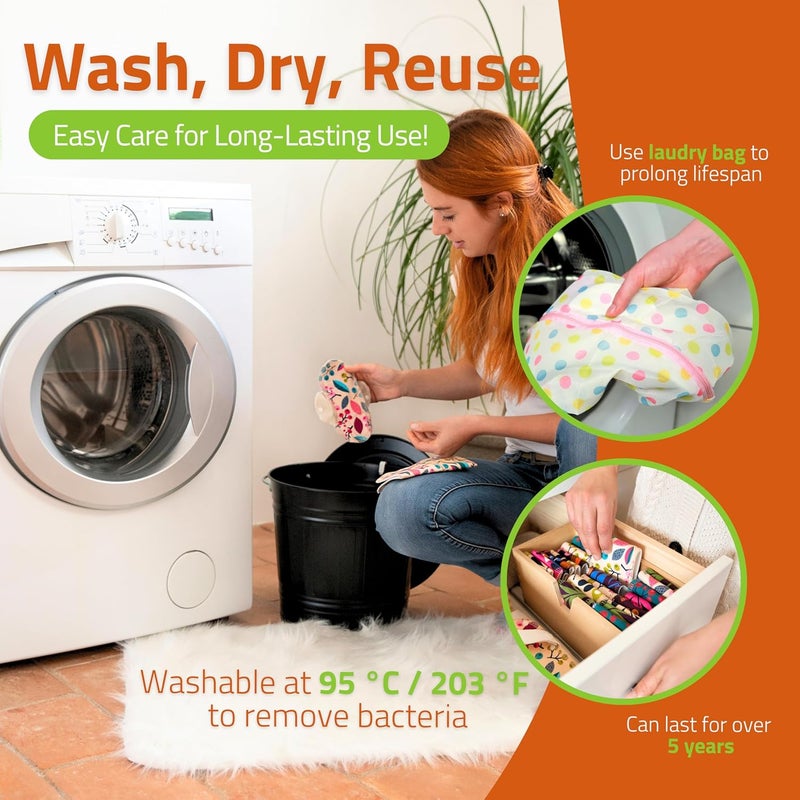 Natissy Organic Cotton Reusable Sanitary Pads for Heavy Flow Incontinence LXL 6Pack HighTemp Washable Period Pads for Women Made in EU NonIrritating Towels Soft Reusable Pads for Comfortable Care - Image 4