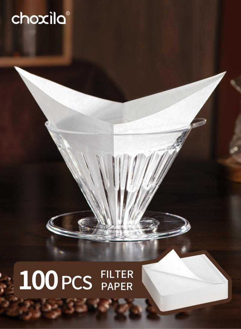 choxila 100pcs White Square V60 Coffee Filters, Disposable Filter Paper for Pour Over and Drip Coffee Maker, Coffee   Accessories for Home, Office, Afternoon Tea, Coffee Shops - Image 2