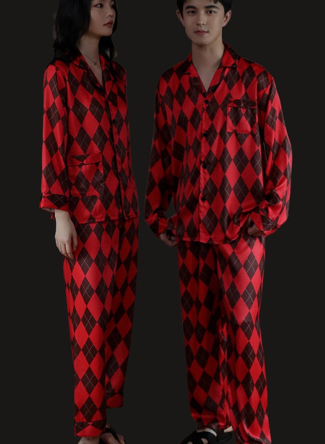 MARGOUN 2 Pack Men and Women Pajamas Sets Sleepwear Long Sleeve top and Bottom classic Check Red Plaid PJs Sets - Image 1