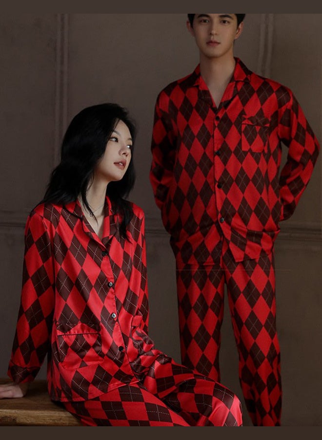 MARGOUN 2 Pack Men and Women Pajamas Sets Sleepwear Long Sleeve top and Bottom classic Check Red Plaid PJs Sets - Image 3
