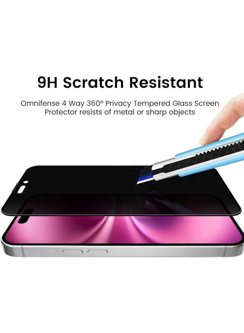 Muzz 4 Way 360° Privacy Glass Screen Protector for iPhone 14 Pro Max, Horizontal and Vertical Anti Spy Tempered Glass Screen Film for Apple iPhone 14 Pro Max (iPhone 14 Pro Max) - Image 2
