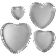 DiBha Aluminium Cake Baking Mold 4 Size Heart Shape Cakes Pastry Moulds/Baking Tins Pan for Oven, Color - Silver (Set of 4) - Image 3
