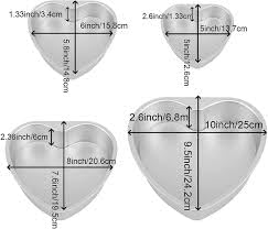 DiBha Aluminium Cake Baking Mold 4 Size Heart Shape Cakes Pastry Moulds/Baking Tins Pan for Oven, Color - Silver (Set of 4) - Image 4