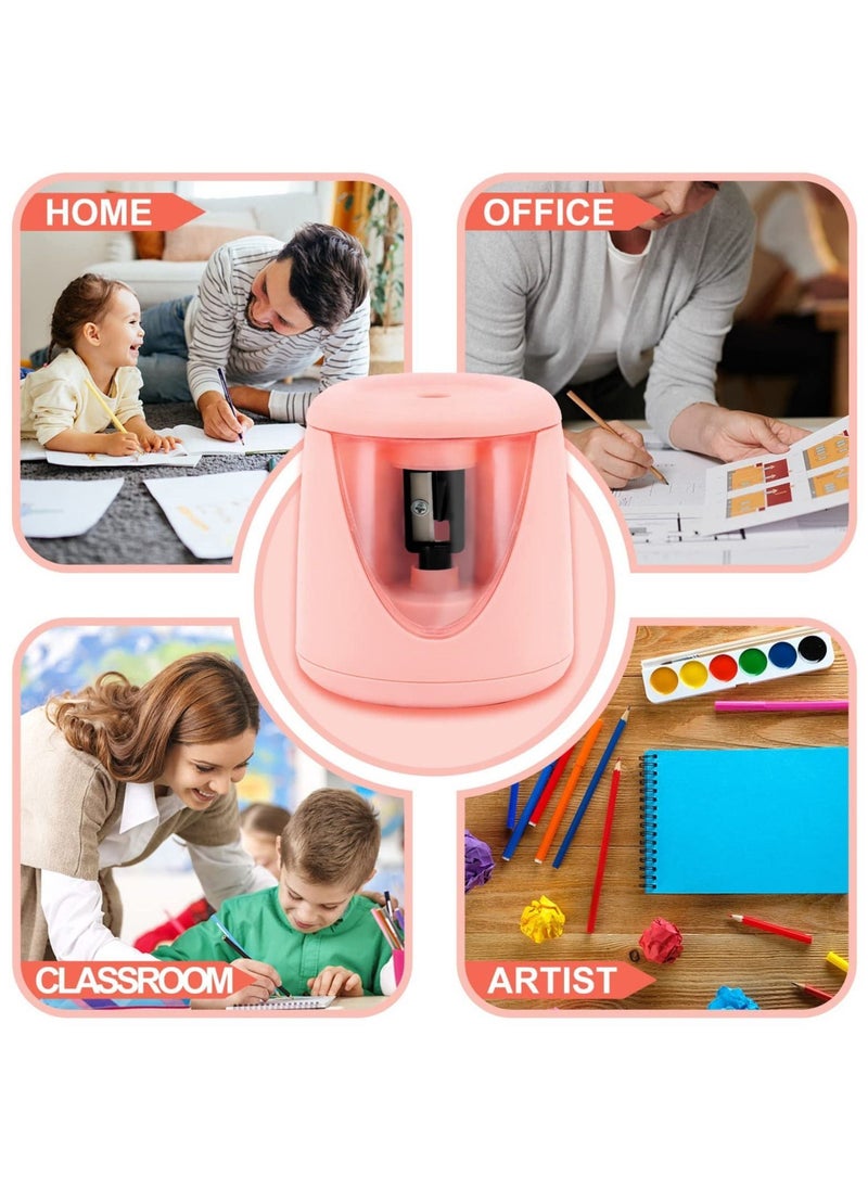 Generic - Electric Pencil sharpeners for Kids, Small Battery Operated Pencil Sharpener for Colored No.2 HB Pencils 6 to 8mm, USB Powerd Pencil sharpeners for Artist Classroom School Work Office of Pink - Image 1