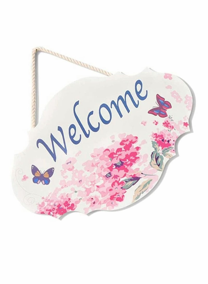 Captaintech Wooden Sign Ornaments, 2 Pcs Wooden Welcome Sign Rustic Hanging Wood Board Front Door Decor Welcome Decorative Sign Wall Art Sign Plaque, for Shop Home Decoration - Image 2