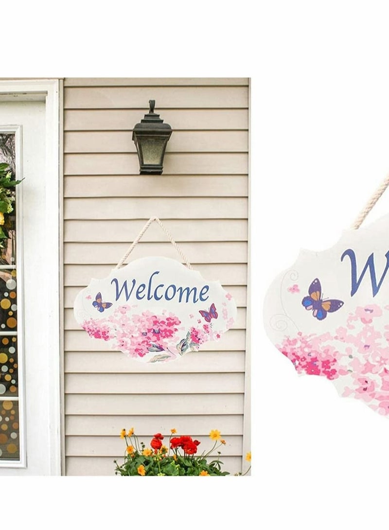 Captaintech Wooden Sign Ornaments, 2 Pcs Wooden Welcome Sign Rustic Hanging Wood Board Front Door Decor Welcome Decorative Sign Wall Art Sign Plaque, for Shop Home Decoration - Image 3
