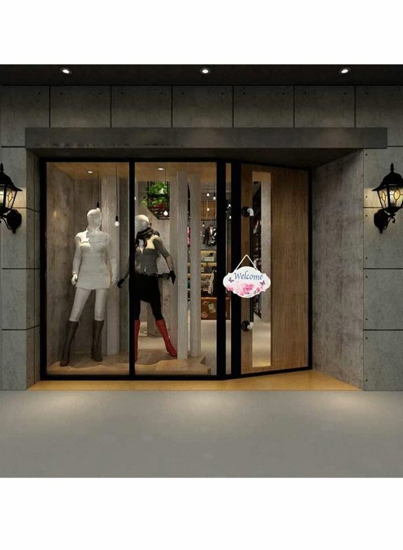 Captaintech Wooden Sign Ornaments, 2 Pcs Wooden Welcome Sign Rustic Hanging Wood Board Front Door Decor Welcome Decorative Sign Wall Art Sign Plaque, for Shop Home Decoration - Image 5