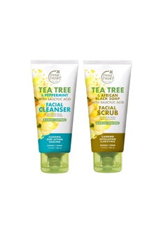 Petal fresh Pure Clarifying Deep Action Cooling Tea Tree & Peppermint Facial Cleanser + Facial Scrub Combo | For Oily, Acne Prone Skin With Blemish Control |100% Natural, Vegan & Cruelty Free 400 Ml  - Image 1