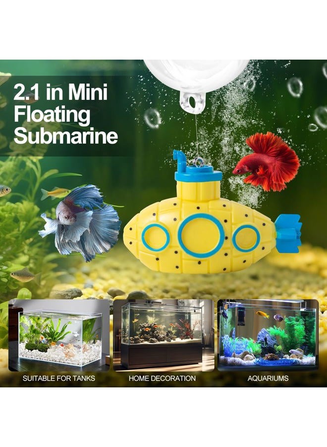 CousDUoBe 2.1 in Mini Floating Submarine Fish Tank Decoration，Cute Retro Submarine Set and Floating Diver,Aquarium Decorations Resinous Betta Fish Tank Accessories - Image 2