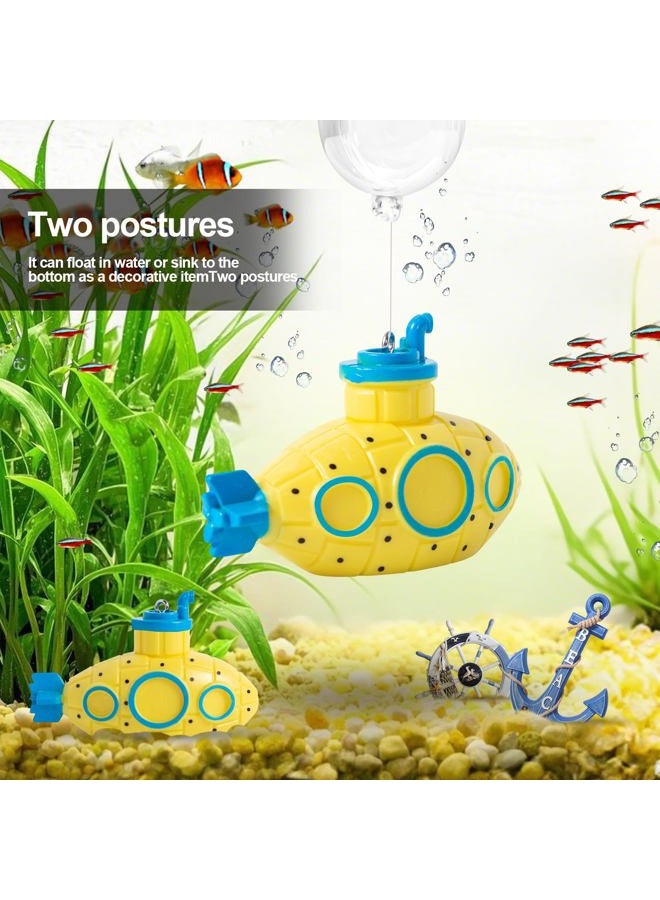 CousDUoBe 2.1 in Mini Floating Submarine Fish Tank Decoration，Cute Retro Submarine Set and Floating Diver,Aquarium Decorations Resinous Betta Fish Tank Accessories - Image 4