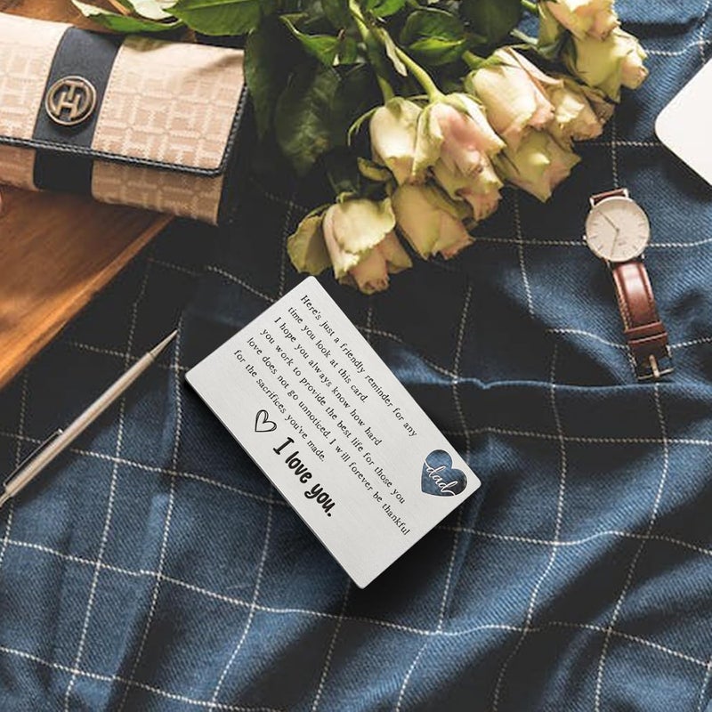 YODOCAMP Thank You Dad Engraved Wallet Card Inserts, Wallet Card for My Dad, Dad Gifts from Daughter Son, Birthday Father's Day Thanksgiving Christmas Gift Card for Daddy Papa - Image 3