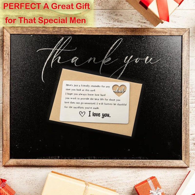 YODOCAMP Thank You Dad Engraved Wallet Card Inserts, Wallet Card for My Dad, Dad Gifts from Daughter Son, Birthday Father's Day Thanksgiving Christmas Gift Card for Daddy Papa - Image 2