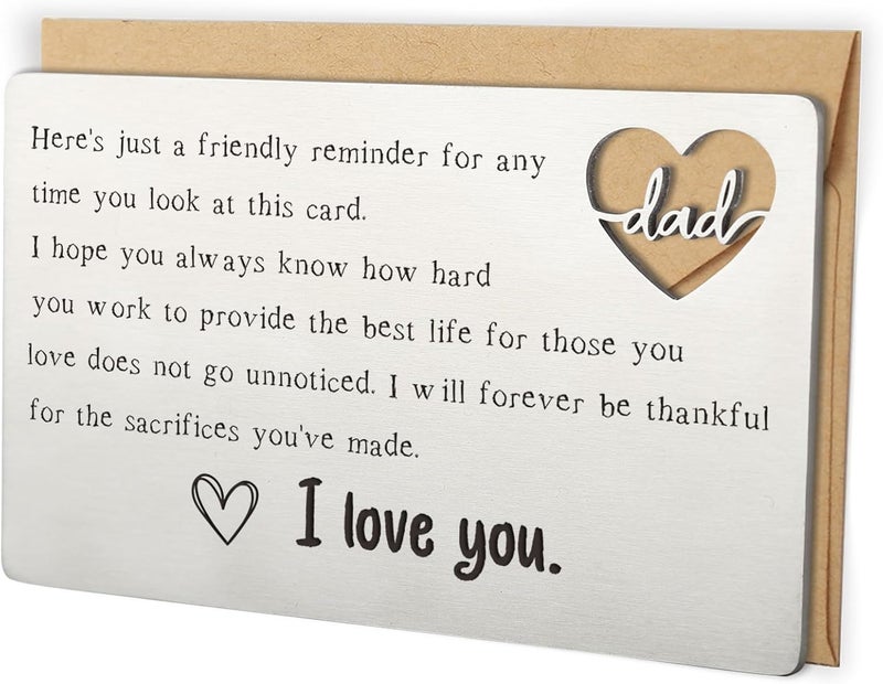 YODOCAMP Thank You Dad Engraved Wallet Card Inserts, Wallet Card for My Dad, Dad Gifts from Daughter Son, Birthday Father's Day Thanksgiving Christmas Gift Card for Daddy Papa - Image 1