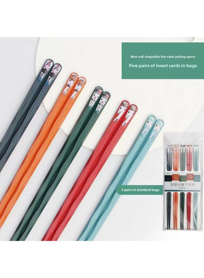 Source Japanese Household Healthy Meal Alloy Chopsticks 5 Pairs Of Nail Chopsticks Character Scenery-Color:Nail Chopsticks Five Color Scenery 5 Pair Card Pocket  - Image 4