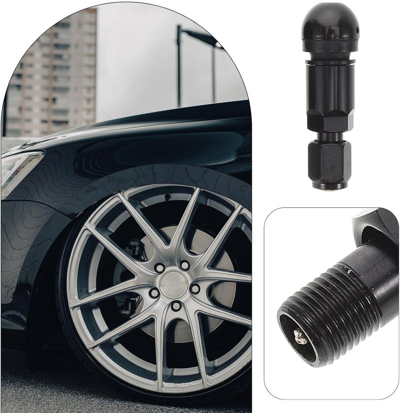 4pcs Aluminum Alloy Valve Stems for Tractor and Truck Tires Heavy Duty Clamp-in Tire Valve Stems Compatible with Wheel Valve Cores Black - Image 4