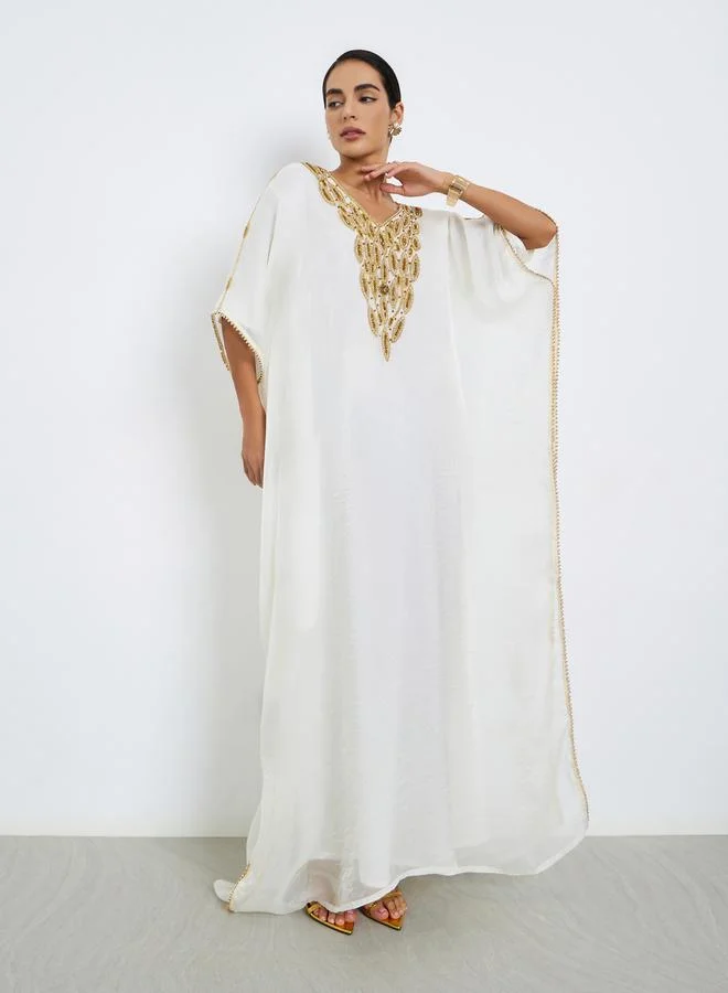 Maxim Creation  Embellished V Neck Jalabiya for Women | Best Price UAE